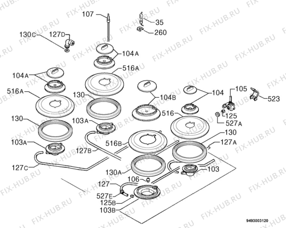 Взрыв-схема плиты (духовки) Electrolux EGG687ICN - Схема узла Functional parts 267